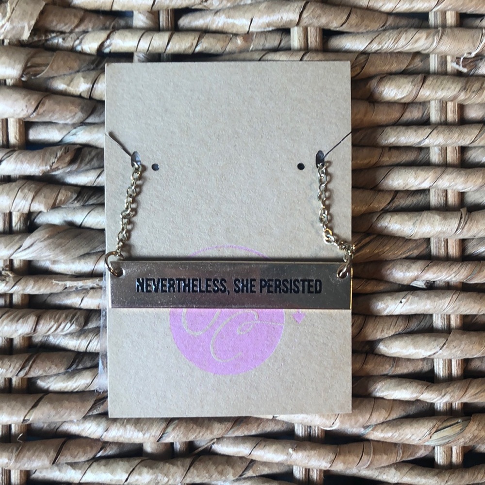 New “Nevertheless She Persisted” Gold Bar Necklace